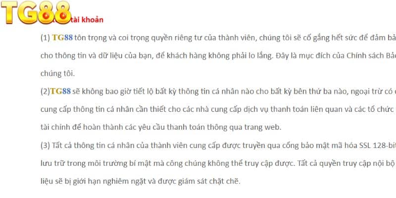 Tổng hợp các quy định được nêu trong chính sách bảo mật